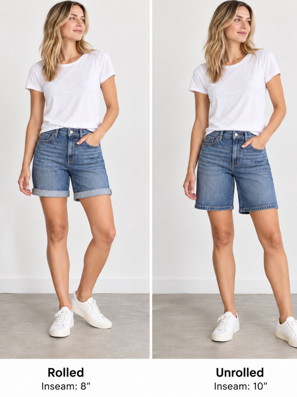 Wrangler Women’s Large 10 High Rise Denim Shorts NWT Rolled Unrolled 10” Inseam